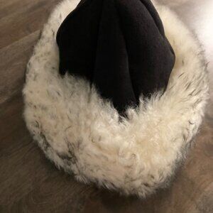 Women Russian Faux Fox Fur Hat Fluffy Winter Outdoor Suede Cap 7.5 in